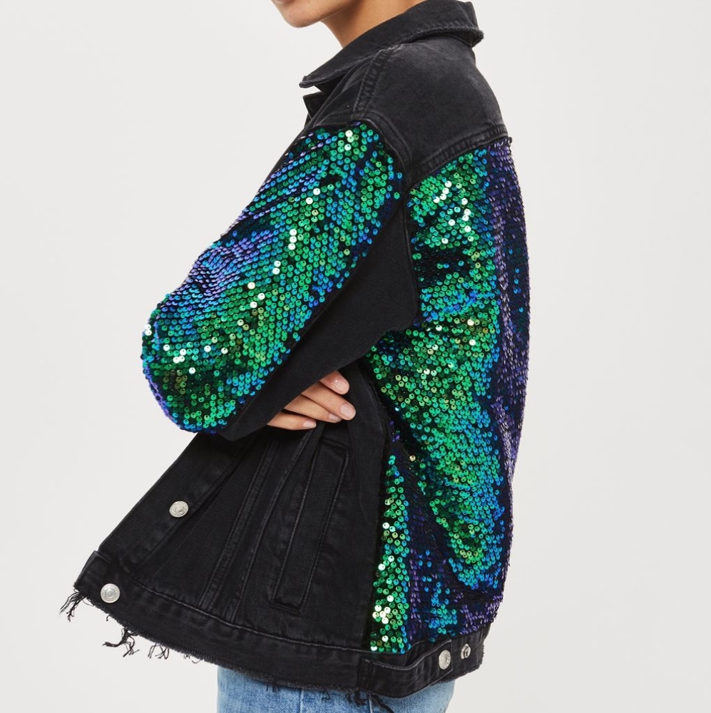 ISO MOTO Sequin Denim Jacket
